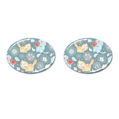 Cute Cat Background Pattern Cufflinks (oval) by BangZart