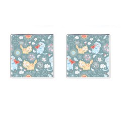 Cute Cat Background Pattern Cufflinks (square) by BangZart