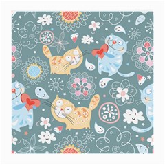 Cute Cat Background Pattern Medium Glasses Cloth by BangZart