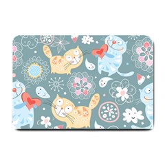 Cute Cat Background Pattern Small Doormat  by BangZart