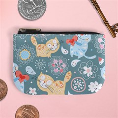 Cute Cat Background Pattern Mini Coin Purses by BangZart