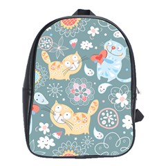 Cute Cat Background Pattern School Bags(large)  by BangZart