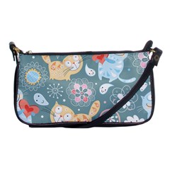 Cute Cat Background Pattern Shoulder Clutch Bags by BangZart