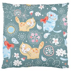 Cute Cat Background Pattern Large Cushion Case (one Side) by BangZart