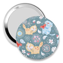 Cute Cat Background Pattern 3  Handbag Mirrors by BangZart