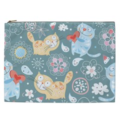 Cute Cat Background Pattern Cosmetic Bag (xxl)  by BangZart