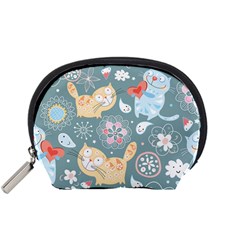 Cute Cat Background Pattern Accessory Pouches (small)  by BangZart