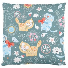 Cute Cat Background Pattern Large Flano Cushion Case (one Side) by BangZart