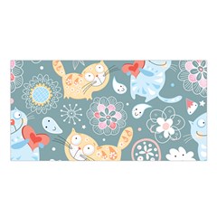 Cute Cat Background Pattern Satin Shawl by BangZart