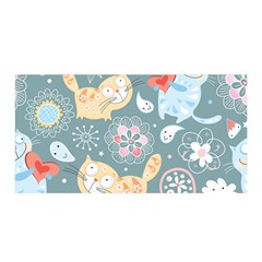 Cute Cat Background Pattern Satin Wrap by BangZart