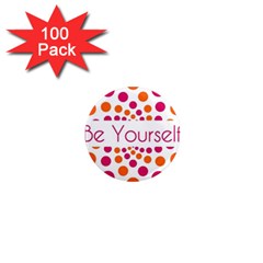 Be Yourself Pink Orange Dots Circular 1  Mini Magnets (100 Pack)  by BangZart