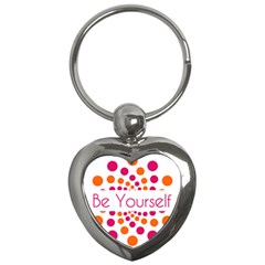 Be Yourself Pink Orange Dots Circular Key Chains (heart)  by BangZart