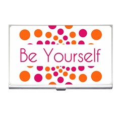 Be Yourself Pink Orange Dots Circular Business Card Holders by BangZart