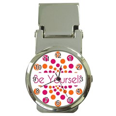 Be Yourself Pink Orange Dots Circular Money Clip Watches