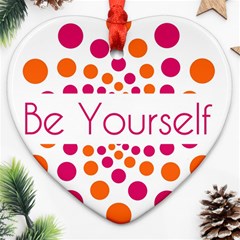 Be Yourself Pink Orange Dots Circular Heart Ornament (two Sides) by BangZart