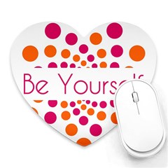 Be Yourself Pink Orange Dots Circular Heart Mousepads by BangZart