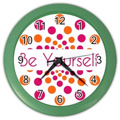 Be Yourself Pink Orange Dots Circular Color Wall Clocks by BangZart