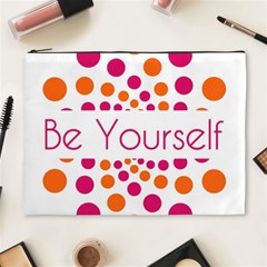 Be Yourself Pink Orange Dots Circular Cosmetic Bag (xl) by BangZart