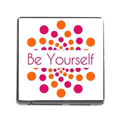 Be Yourself Pink Orange Dots Circular Memory Card Reader (square)