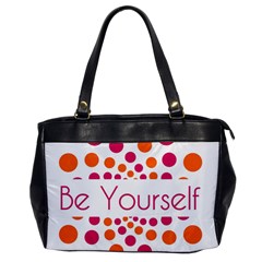 Be Yourself Pink Orange Dots Circular Office Handbags by BangZart