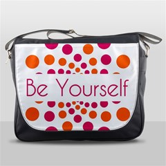 Be Yourself Pink Orange Dots Circular Messenger Bags by BangZart