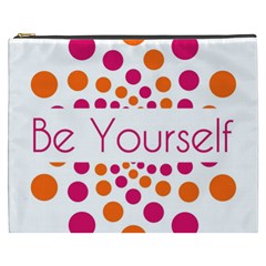 Be Yourself Pink Orange Dots Circular Cosmetic Bag (xxxl)  by BangZart