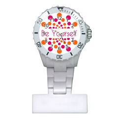 Be Yourself Pink Orange Dots Circular Plastic Nurses Watch by BangZart