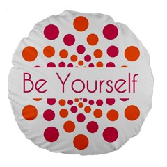 Be Yourself Pink Orange Dots Circular Large 18  Premium Flano Round Cushions by BangZart