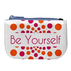 Be Yourself Pink Orange Dots Circular Large Coin Purse