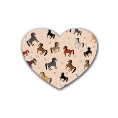 Horses For Courses Pattern Rubber Coaster (heart)  by BangZart