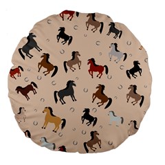 Horses For Courses Pattern Large 18  Premium Flano Round Cushions by BangZart