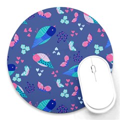 Birds And Butterflies Round Mousepads by BangZart