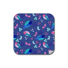 Birds And Butterflies Rubber Coaster (square)  by BangZart