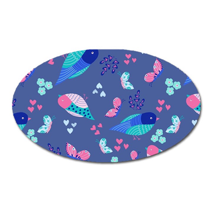 Birds And Butterflies Oval Magnet