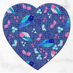 Birds And Butterflies Jigsaw Puzzle (heart) by BangZart