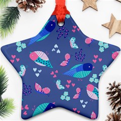 Birds And Butterflies Star Ornament (two Sides) by BangZart