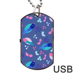 Birds And Butterflies Dog Tag Usb Flash (two Sides) by BangZart