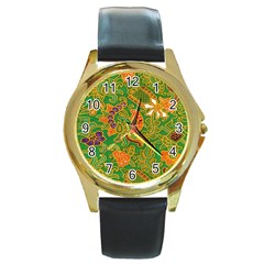 Art Batik The Traditional Fabric Round Gold Metal Watch by BangZart