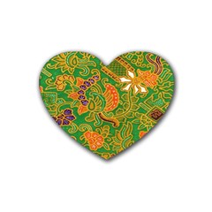 Art Batik The Traditional Fabric Rubber Coaster (heart)  by BangZart