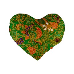 Art Batik The Traditional Fabric Standard 16  Premium Flano Heart Shape Cushions by BangZart