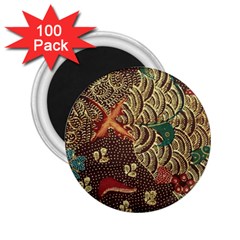 Art Traditional Flower  Batik Pattern 2 25  Magnets (100 Pack)  by BangZart