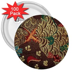 Art Traditional Flower  Batik Pattern 3  Buttons (100 Pack)  by BangZart