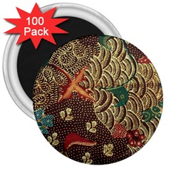 Art Traditional Flower  Batik Pattern 3  Magnets (100 Pack) by BangZart