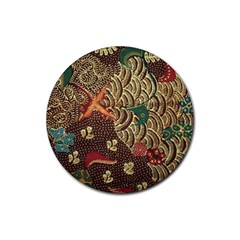 Art Traditional Flower  Batik Pattern Rubber Coaster (round)  by BangZart