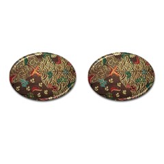 Art Traditional Flower  Batik Pattern Cufflinks (oval) by BangZart