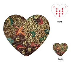 Art Traditional Flower  Batik Pattern Playing Cards (heart)  by BangZart