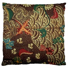 Art Traditional Flower  Batik Pattern Large Flano Cushion Case (one Side) by BangZart