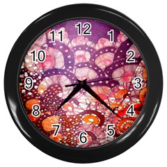 Colorful Art Traditional Batik Pattern Wall Clocks (black)