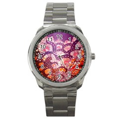 Colorful Art Traditional Batik Pattern Sport Metal Watch by BangZart