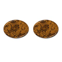 Art Traditional Batik Flower Pattern Cufflinks (oval) by BangZart